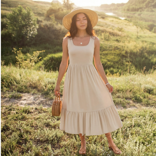 Sleeveless garment dresses